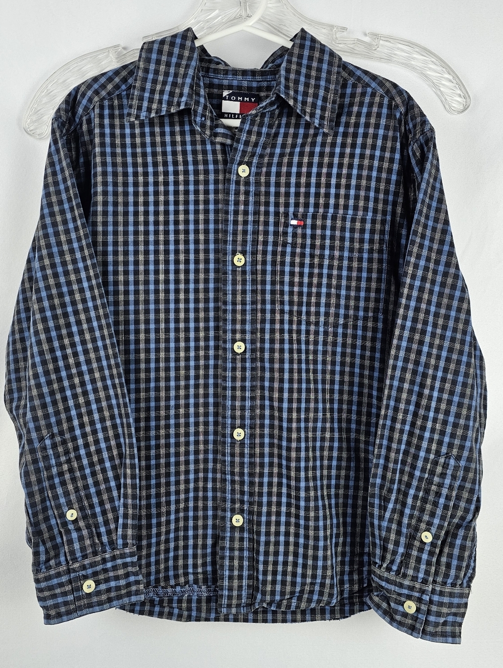 Tommy Hilfiger Plaid Long-Sleeve Button-Down Shirt Boys SM